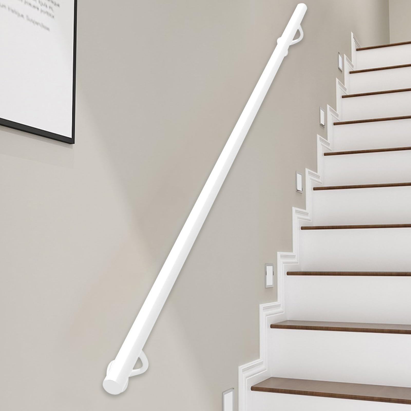 Rambarde d'escalier en fer forge blanc de 450cm pour securiser vos acces