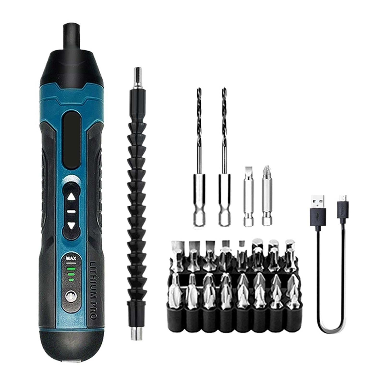 Cordless Electric Screwdriver Rechargeable 1300mah Lithium Battery Mini Drill 3.6V Power Tools Set Household Maintenance Repair Portable Lightweight(B-36PCS)