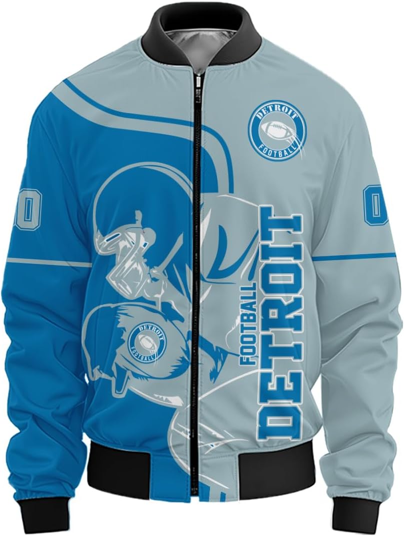 Men Personalized Name Number Varsity Jacket Custom Football Players Coach Fan Lightweight Windbreaker Coat