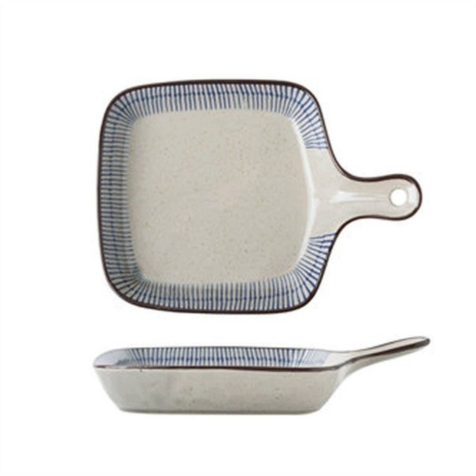WOTZOV Salad Bowls Japanese-Style Ceramic Bakeware Salad Plate Creative Western-Style Pasta Plate With Handles Tableware Breakfast Plate Kitchen Soup Bowls
