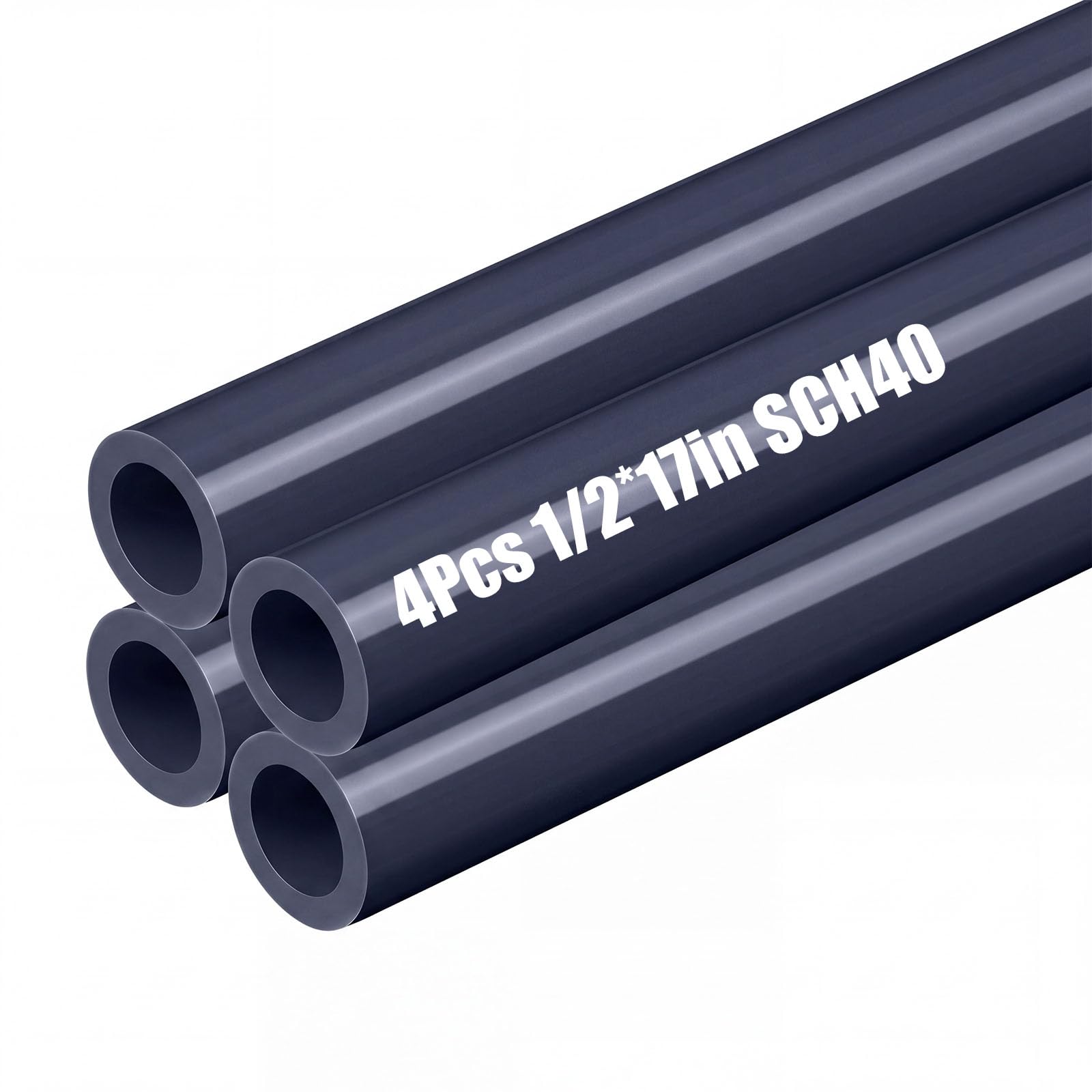 4 Pcs 1/2 Inch PVC Pipe 17long Sch40 Industrial Pipes in Dark Grey by Joyfolk