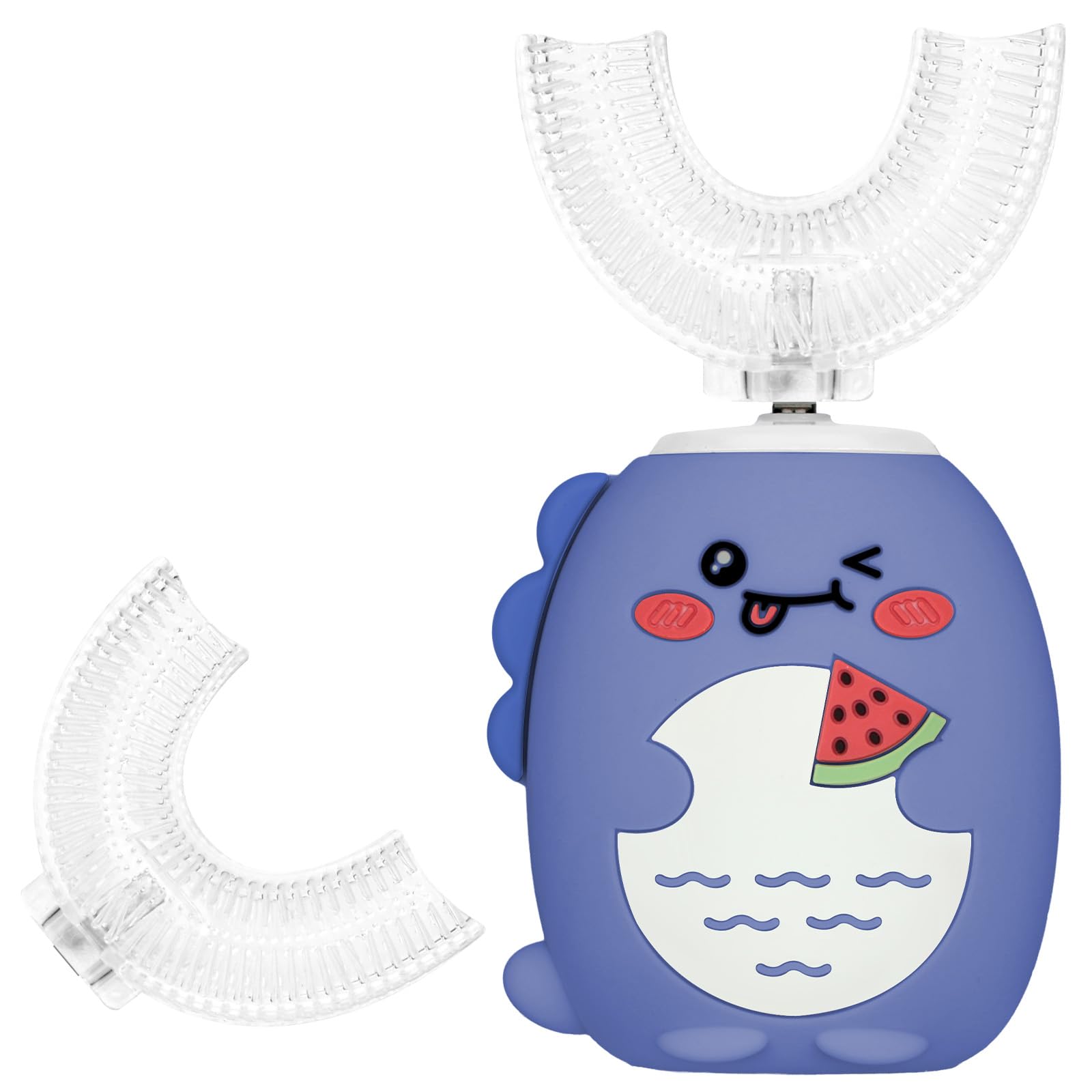 Vicloon Cepillo de dientes Eléctrico para Niños, Ultrasónico Limpieza Automática Cepillos Forma de U, con 2 Cabezales Silicona, 360º 3 Velocidades Limpieza Profunda de Dientes de Leche 2-6 Años Azul