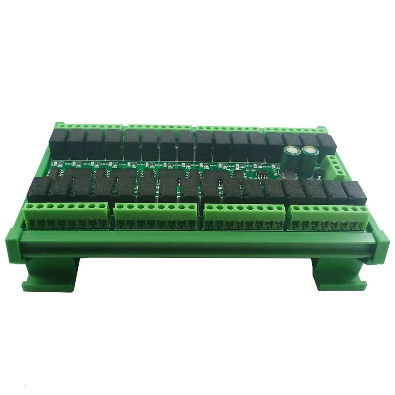 Mini Size 32CH RS485 Relay Modbus Rtu PLC IO Expansion Module 2A Low Power Intermediate Relay Output Board DIN Rail DC 12V 24V(DC 24V with DIN Box)