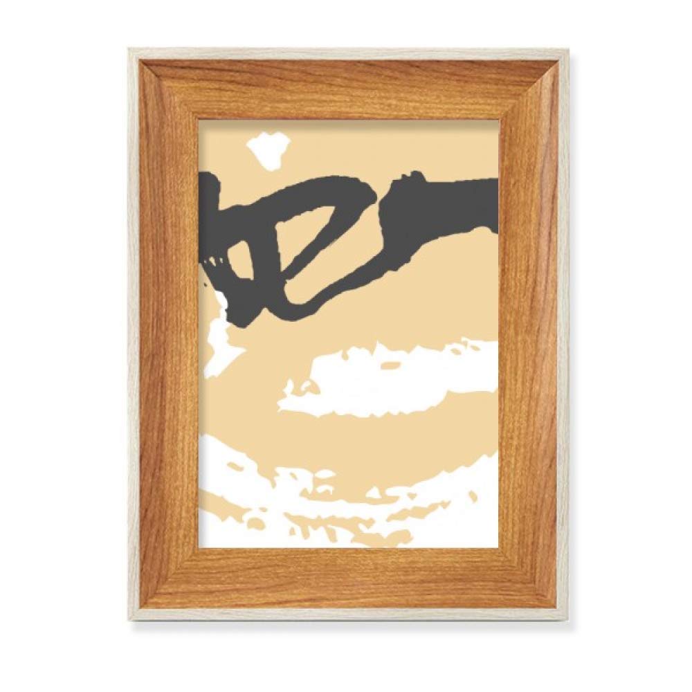Art abstrait jaune plantes en cadre bois haut de gamme pour table