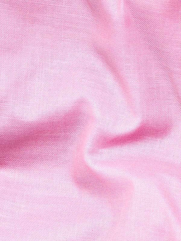 Image of FRENCH CROWN Men's Pink Linen Regular Fit Full Sleeves Casual Shirt