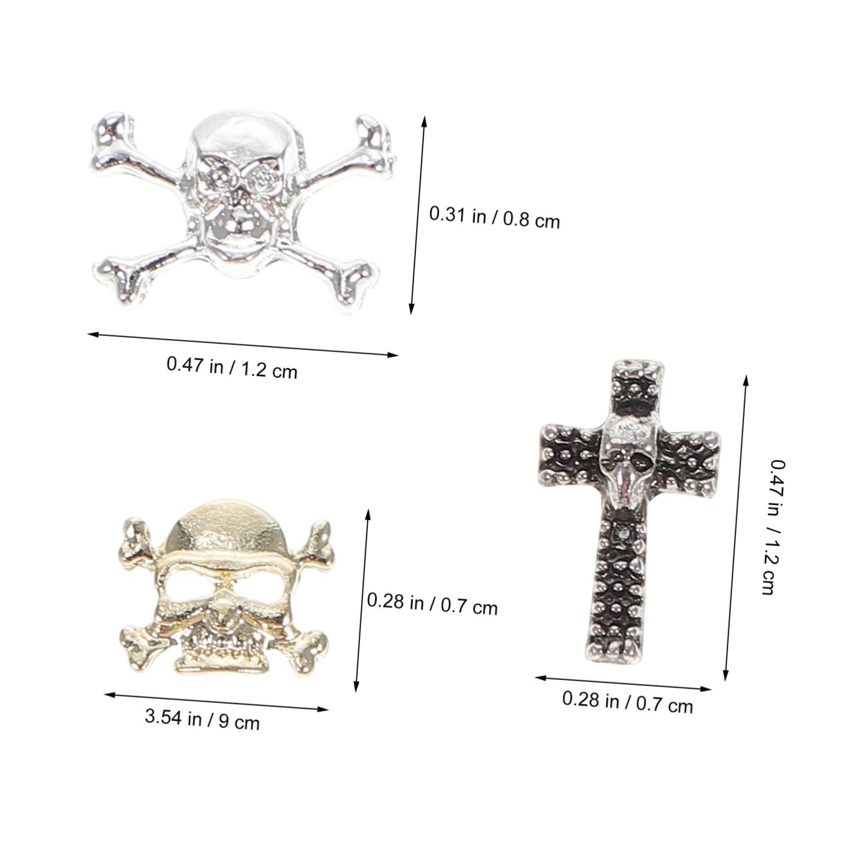 Healvian 120pezzi Ciondoli Halloween Per Unghie Decorazioni Per Nail Art Con Design Di Teschi e Croci Per Feste e Uso Domestico
