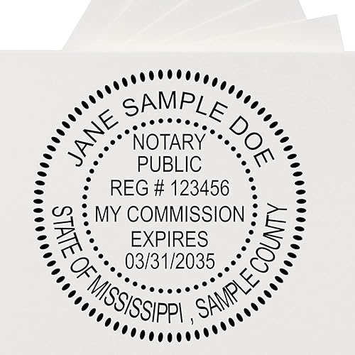 Miniatura 1 de MaxLight MS - Sello de notario para notario público de Mississippi, sello de notario redondo, impresión de 1-58 pulgadas, disponible en 5 colores de