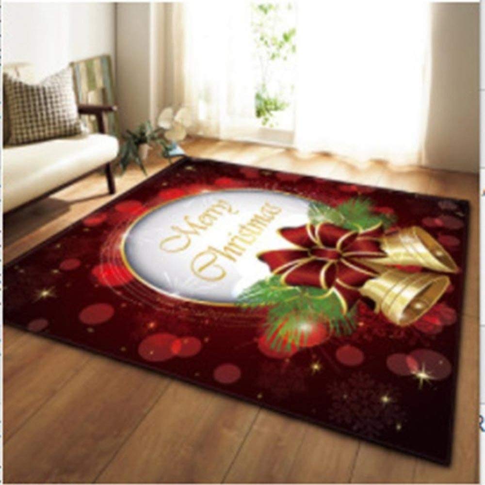 Tapis de Noël animé marron pour salon et cuisine festifs | 99x152 cm
