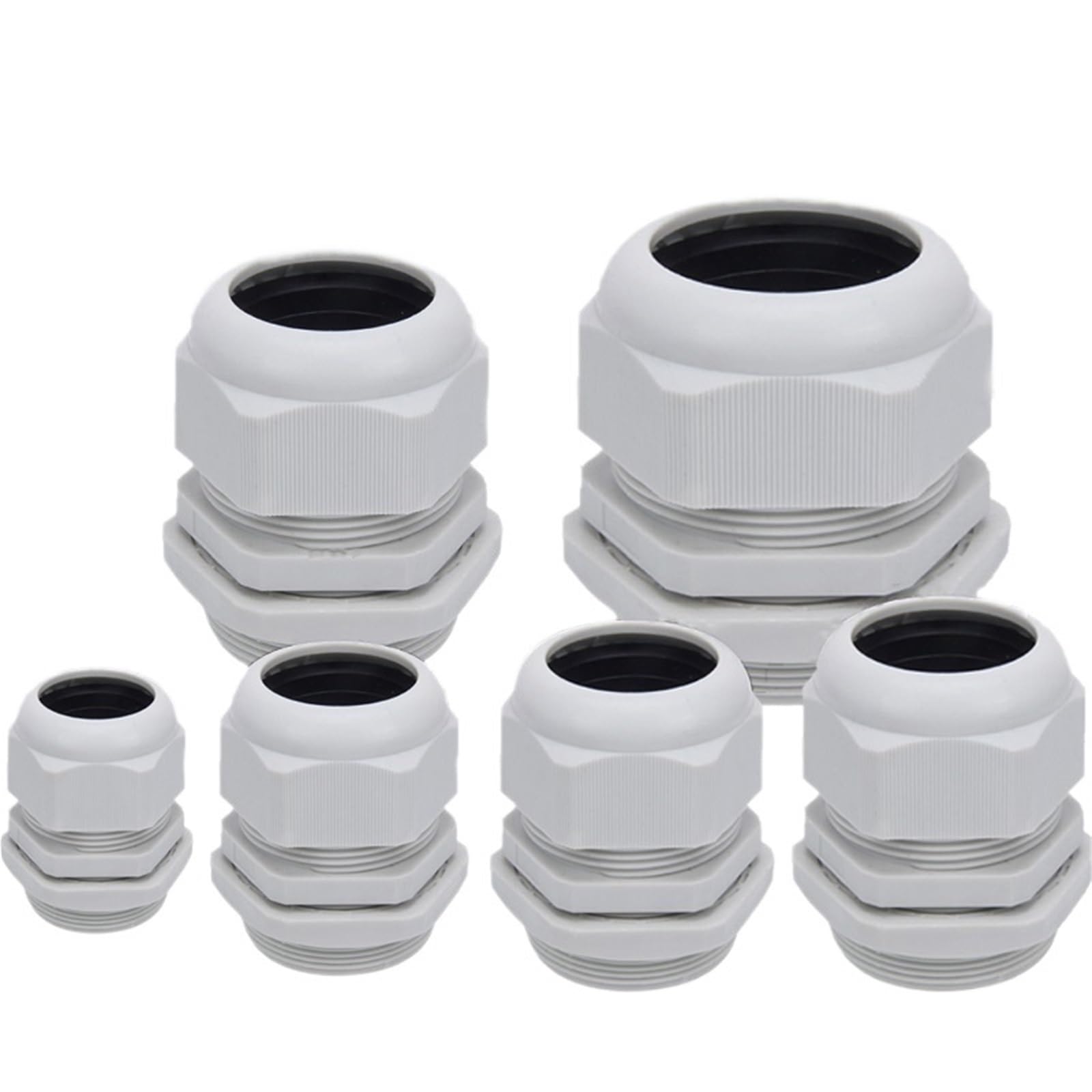 Prensaestopas impermeables de plástico blanco IP68 con 33 conectores de alambre nailon PG7 a PG13.5