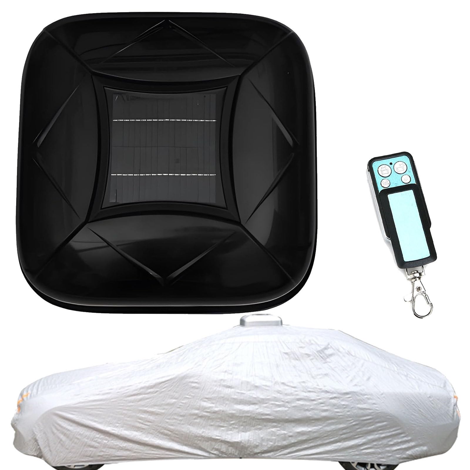 Naturalpowev Automatic Retractable Car Cover with Solar Charging/Remote Control – All-Weather Waterproof, Windproof & Snowproof, Quick Open, for SUV Sedan, Outdoor Indoor Use Black-2L