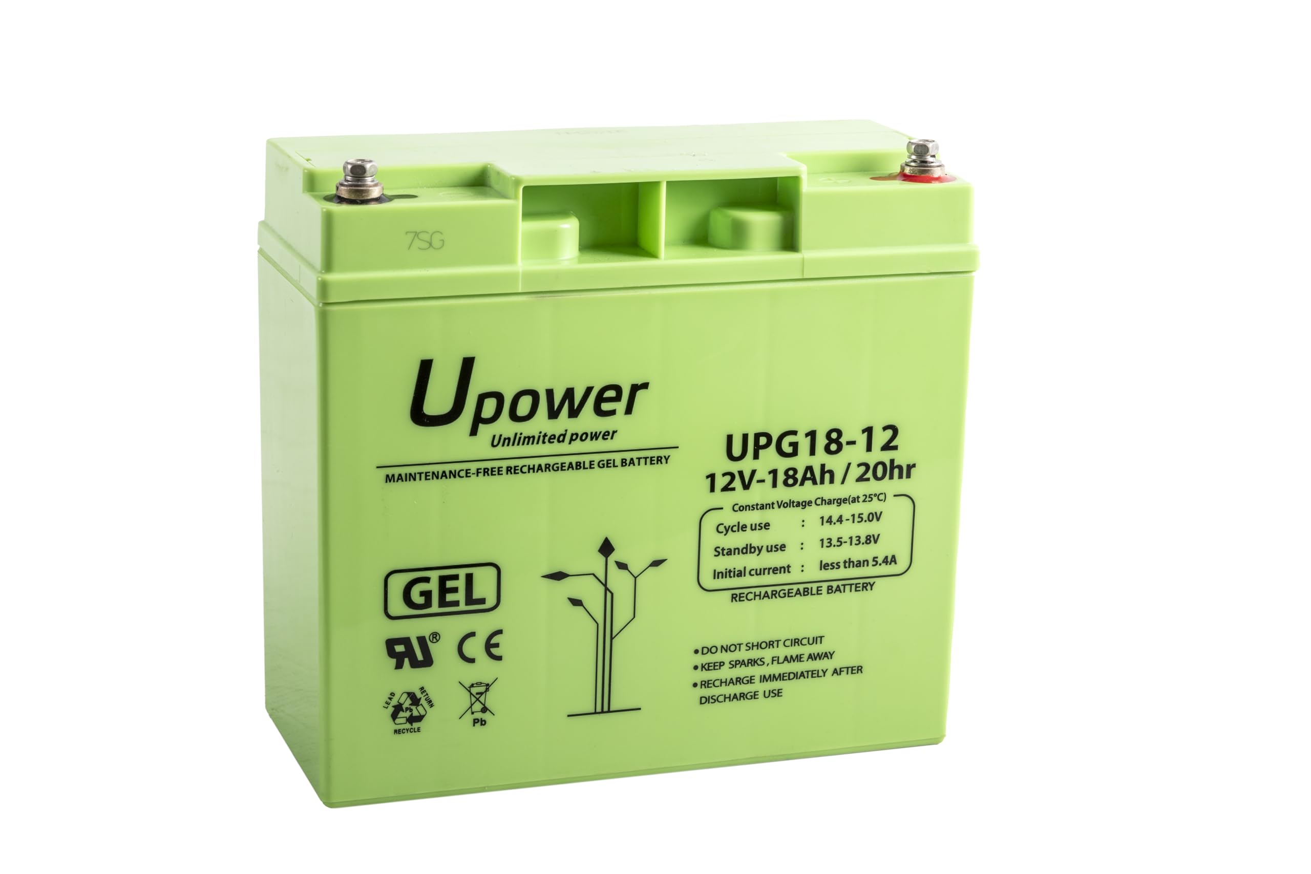 U-Power Batterie Plomb GEL 12V 18Ah T6mm
