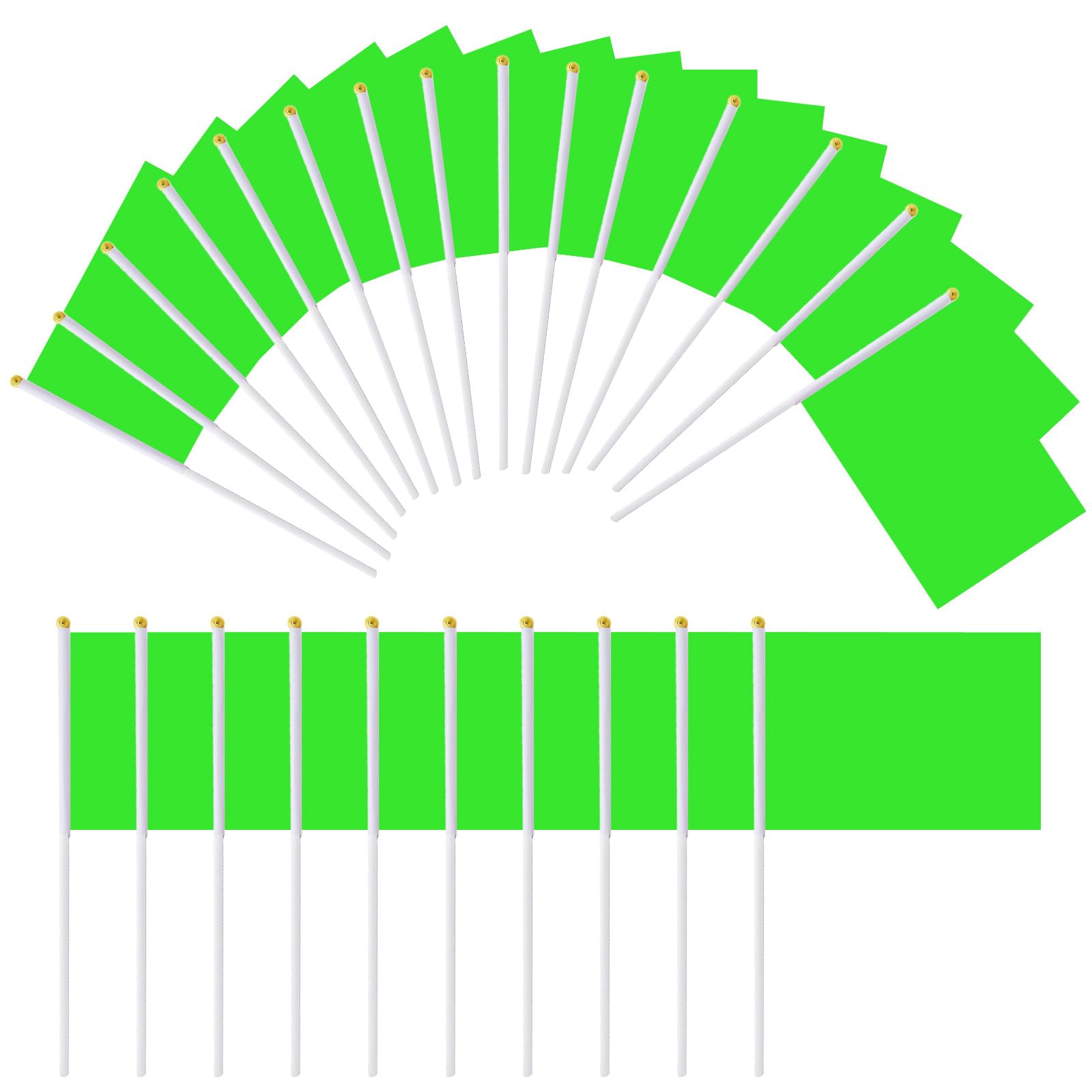 100 Pcs Green Flags Mini Small Hand Waving Handheld Flags on Sticks DIY Available for Sports Events Parties Celebrations Parades Festivals Decorations National Day Events 5.5 x 8.3 Inch 14 x 21 cm