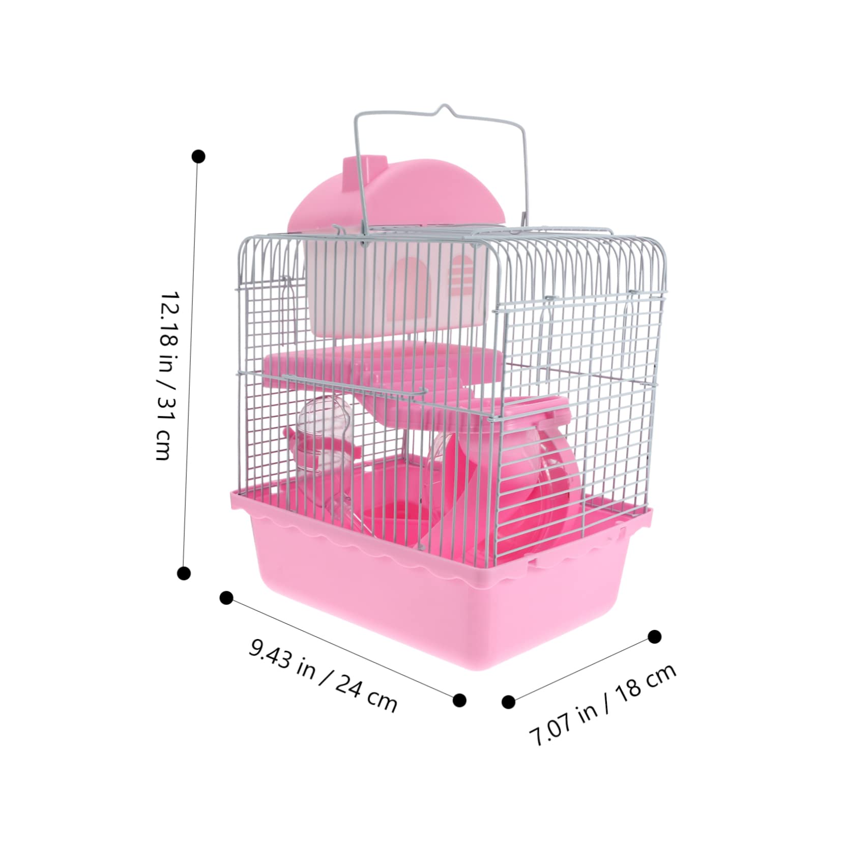 Jaula Doble para Hámster y Mascota, Cabaña de Juego Rosa