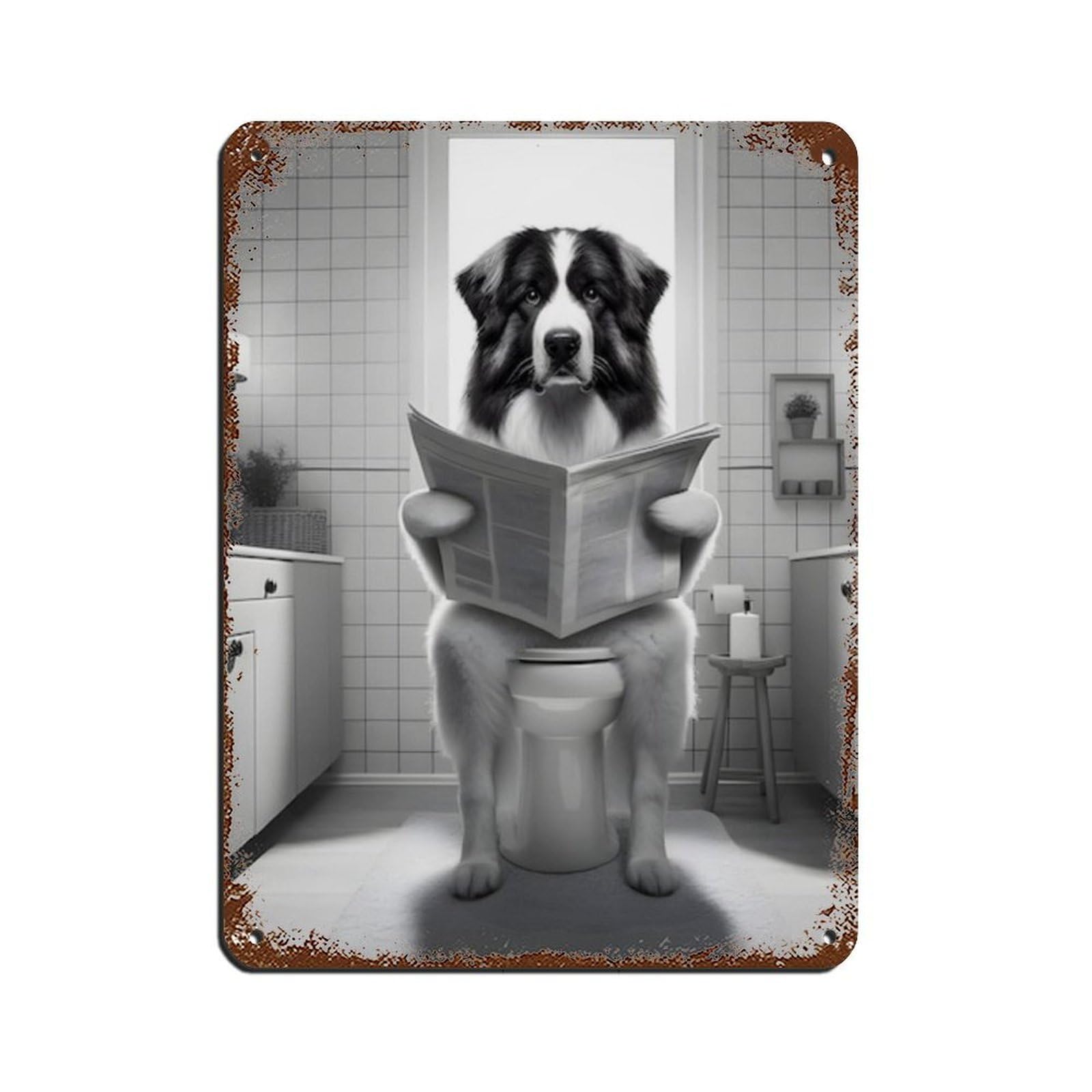 Lxwnze 30L X 40W Cm Bulgarian Shepherd Dogbathroomartposter Tin Sign Vintage Metal Pub Club Cafe Bar Home Wall Art Decoration Poster Retro 12X16inch(30X40cm)