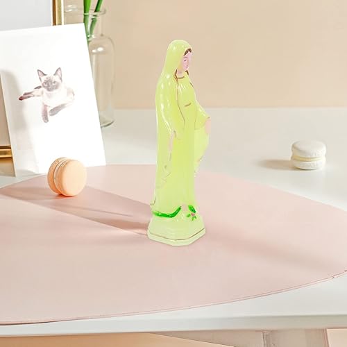 Miniatura 7 de PRETYZOOM Estatua de Virgen María que brilla en la oscuridad, estatua de Nuestra Señora de Gracia, figuras religiosas católicas luminosas para