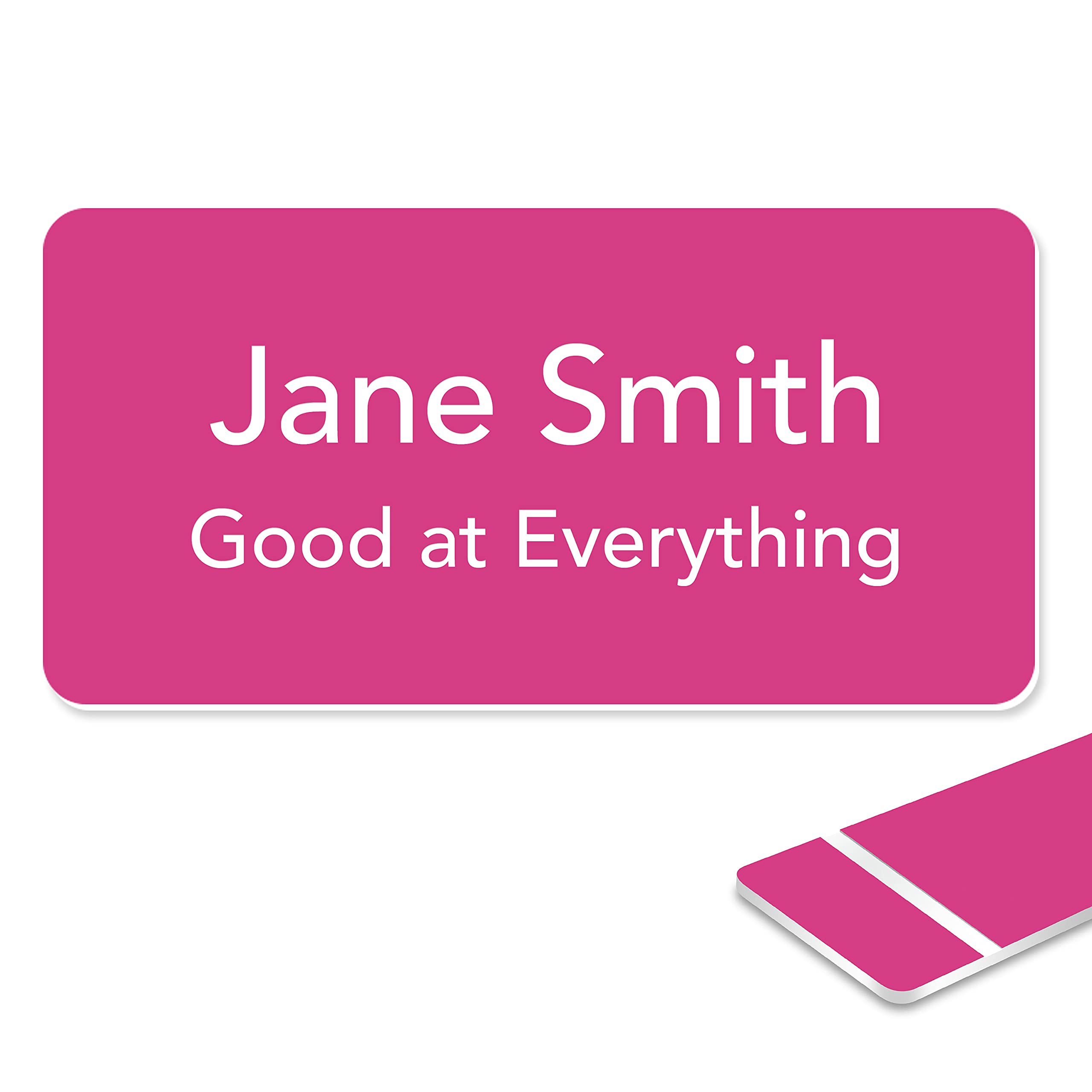 FineMark Engraving Custom Engraved Name Tag, Personalized ID Badge with Logo, Magnetic or Pin Back, Multiple Sizes and Colors for Staff Identification