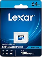 Lexar Cartão de Memória High-Performance 633x micro SD 64GB C10, A1, (U3), V30, 633x (100MB/s Leitura, 45MB/s Escrita) - Blue