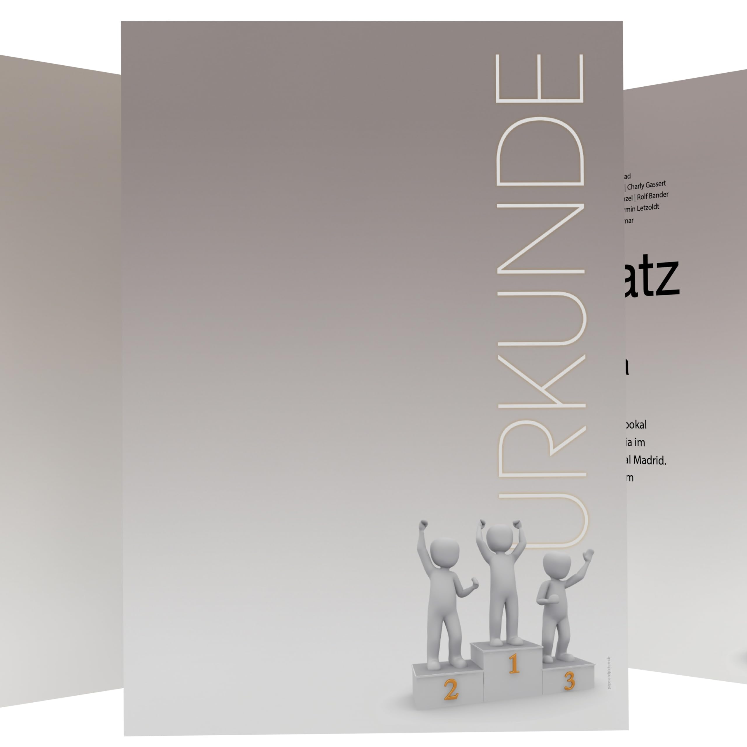Urkundenpapier DIN A4 190g 100 Blatt „Siegerehrung“ Podium Design grau – beidseitig bedruckt – inkl. Textvorlagen zum Download