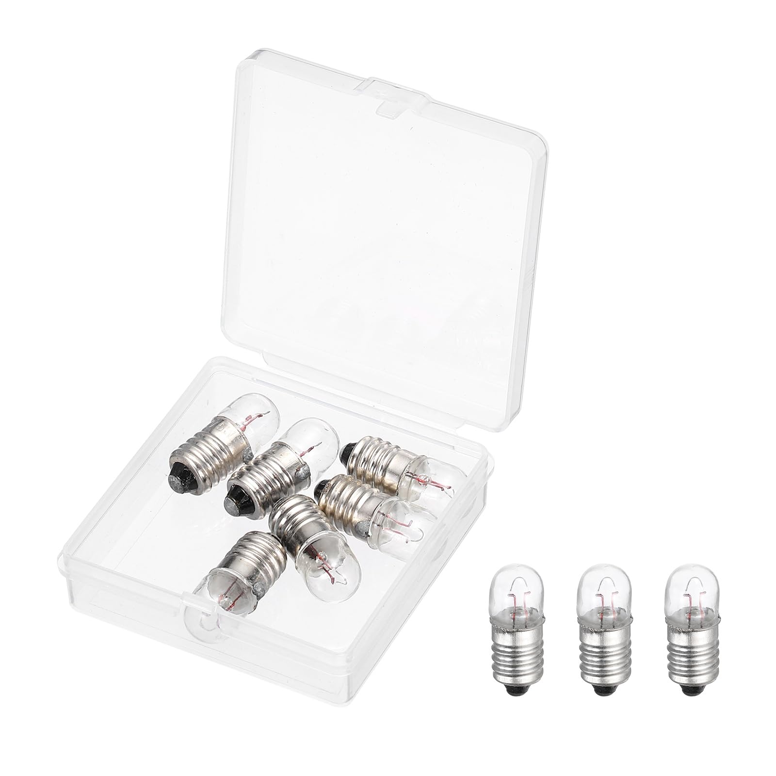 sourcing map 6 Pcs E10 Miniature Screw Base Light Bulbs, 24V 0.2A Mini Light Bulbs Flashlight Replacement Lamp 4.8W with Box for Home DIY Circuit Electrical Experiment, Warm Yellow Light
