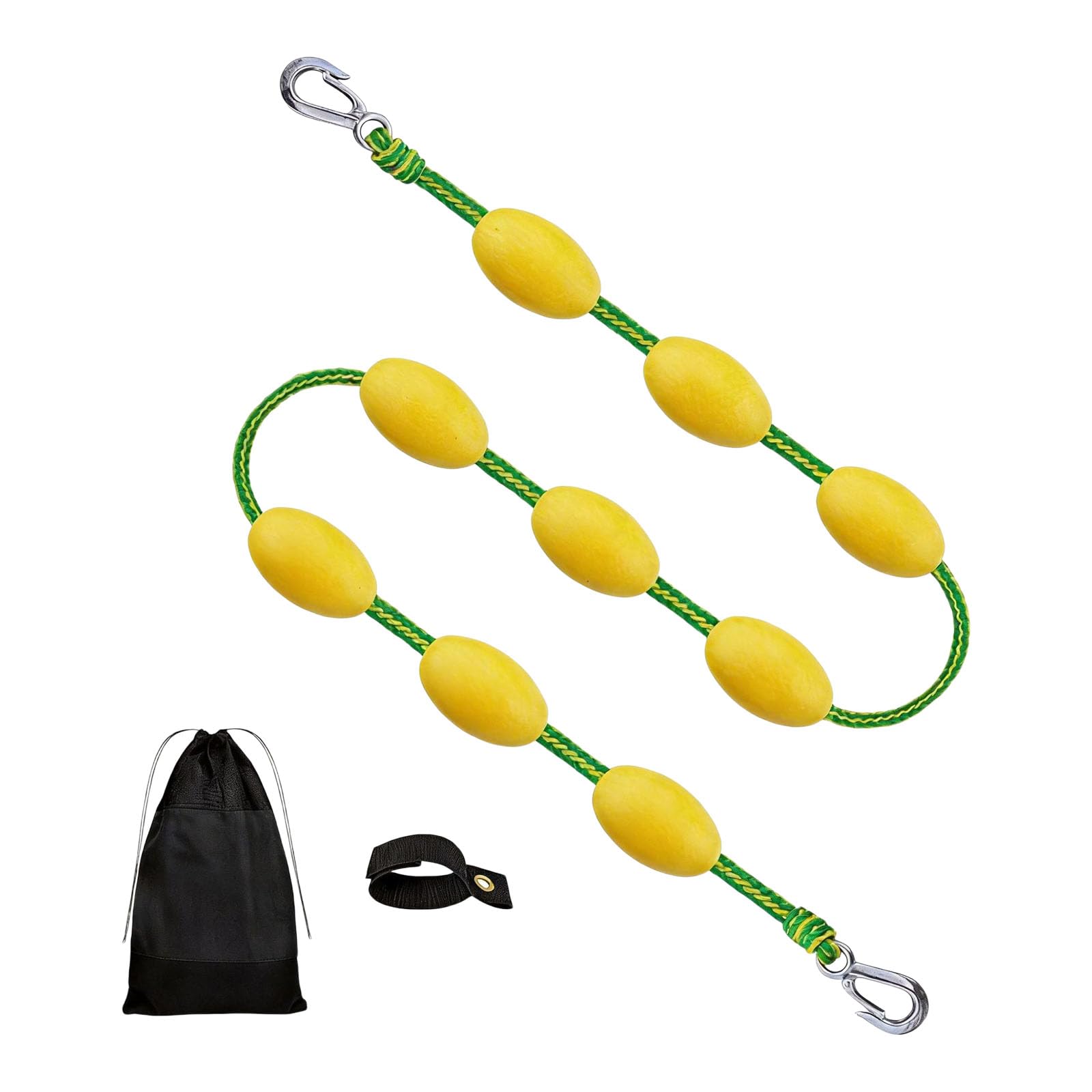 Fune di traino per barche galleggianti, con galleggiante giallo e gancio, ad alta resistenza, per nautica e attività acquatica, con galleggiante giallo e gancio in acciaio inossidabile