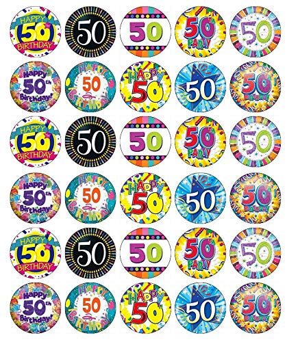 30 obleas comestibles para cupcakes de 50 cumpleaños
