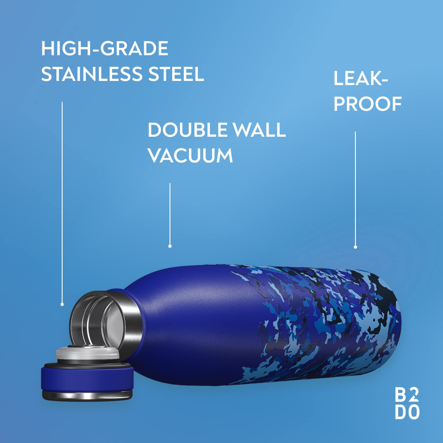 Bouteille Isotherme Inox 0,7L Avec Gobelet Pour La Randonnée - Bleu - Prix En Algérie | DZ