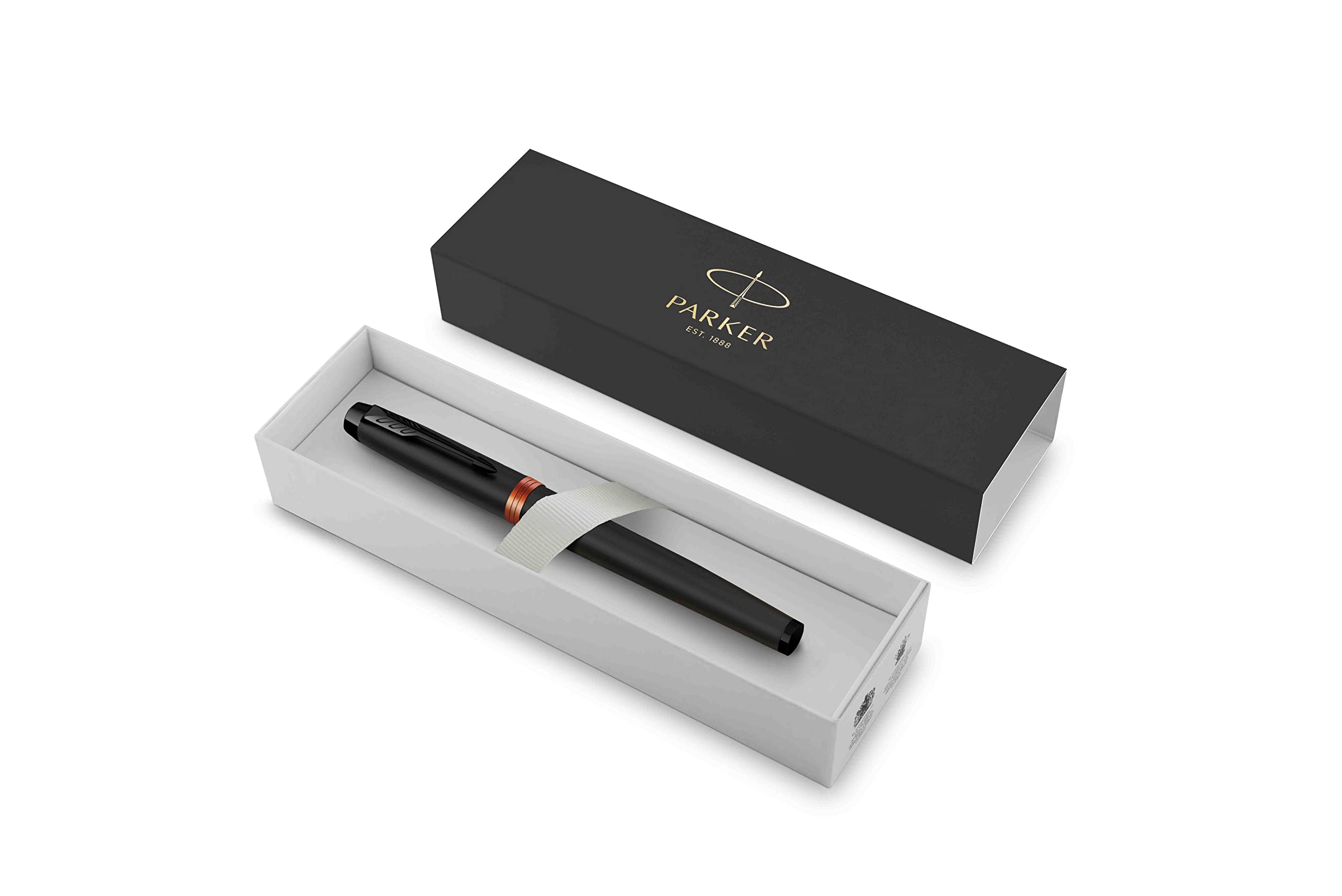 PARKER IM Professionals Vibrant Rings Penna roller con incisione, penna premium | confezione regalo | mina nera | regalo personalizzato | nome, compleanno (arancione PVD)