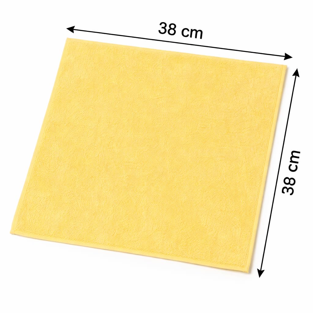 Bayli 100 Stück Mikrofasertücher 38x38 cm Gelb – Reinigungstuch Poliertuch 210 g/m² für Autopflege, Haushalt & Gewerbe