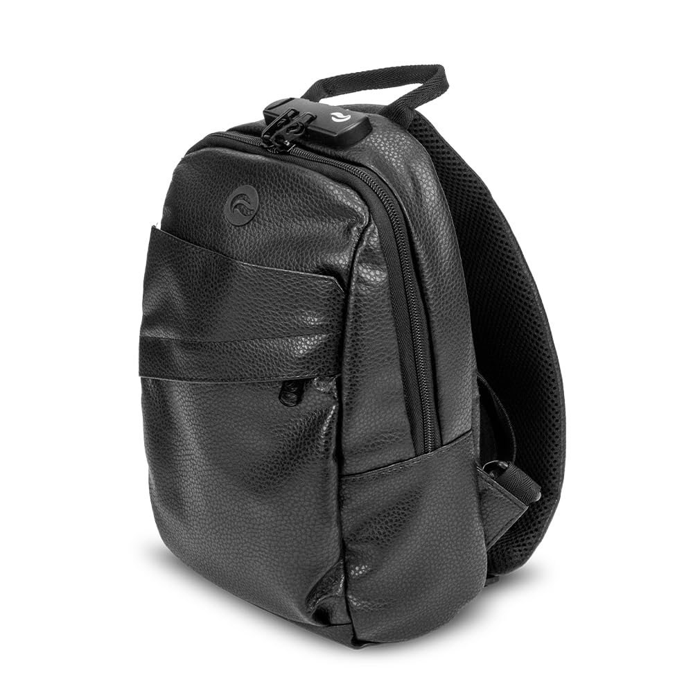 Skunk Uno Cross Body Backpack Black Leather