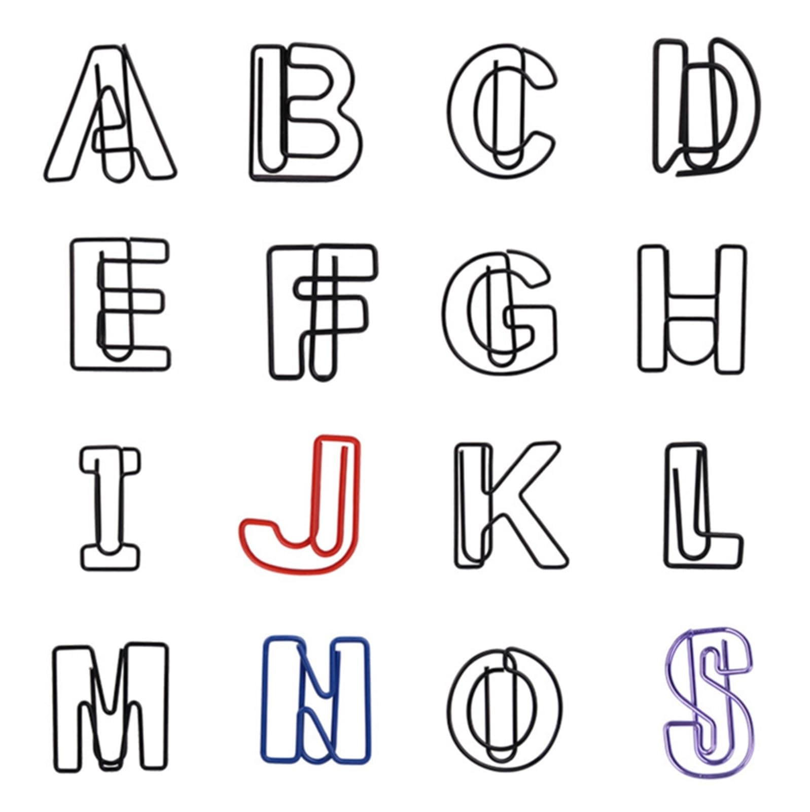 Geformte Büroklammern, 120 Sets, englische Buchstaben, for Seiten, Set, süßes Büro-Bindezubehör, DIY, Namenswörter, Metall