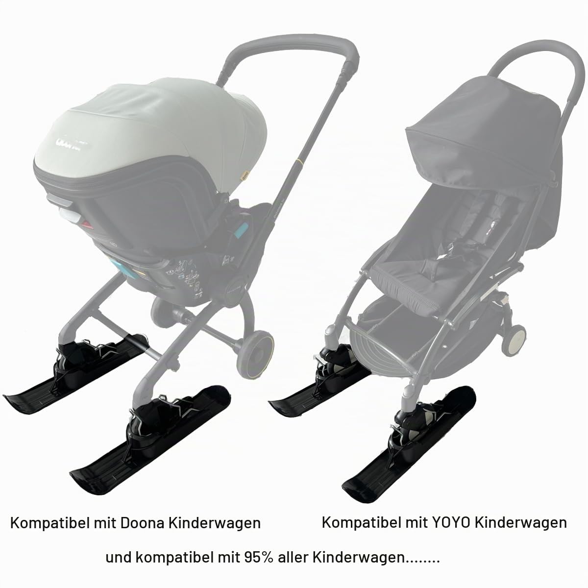 Universal Skischild für Kinderwagen und Trolleys für Haustiere, Schneewagen- oder Strandgleiter, Ski-Board und Strandrollbrett für Rollstühle