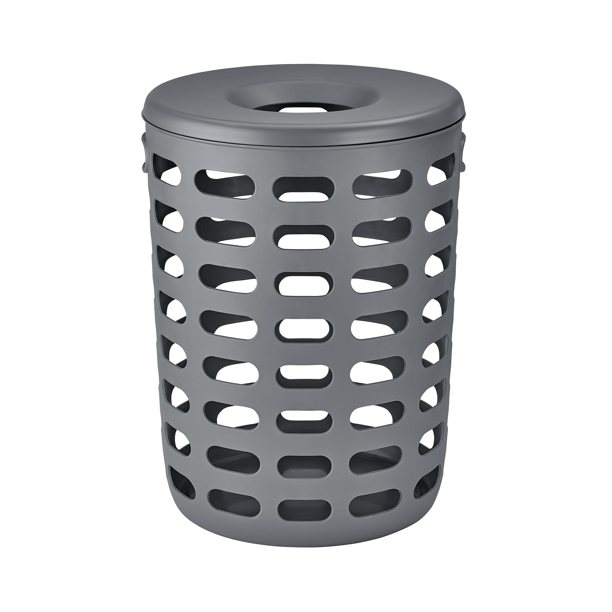 blomus Wäschesammler -KORIE- | Wäschekorb 90 L mit Deckel | Großer Wäschebehälter 40Ø x 54H cm | Farbe Magnet Grau