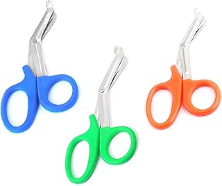 3 PCS (NEON Green & Teal & NEON Orange) Paramedic Utility Bandage Trauma EMT EMS Shears Scissors 5.5 INCH Stainless Steel (PC Brand)
