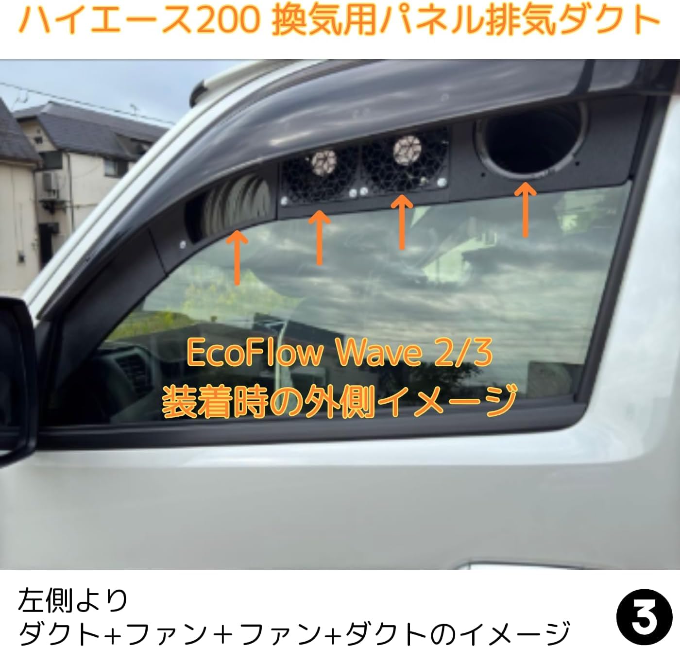 ハイエース　エコフロー WAVE2用 排気ダクト Amazon.co.jp: ハイエース200 換気用パネル排気ダクト冬車中泊