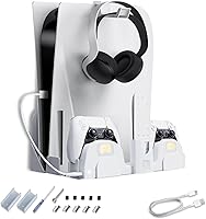 Vista 1 de NexiGo PS5 Accessories Wall Mount with DualSense Charging Station, Stable Metal Wall Hanging Stand with LED Charging Indicator for PlayStation 5