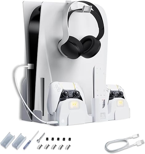 NexiGo PS5 Accessories Wall Mount with DualSense Charging Station, Stable Metal Wall Hanging Stand with LED Charging Indicator for PlayStation 5