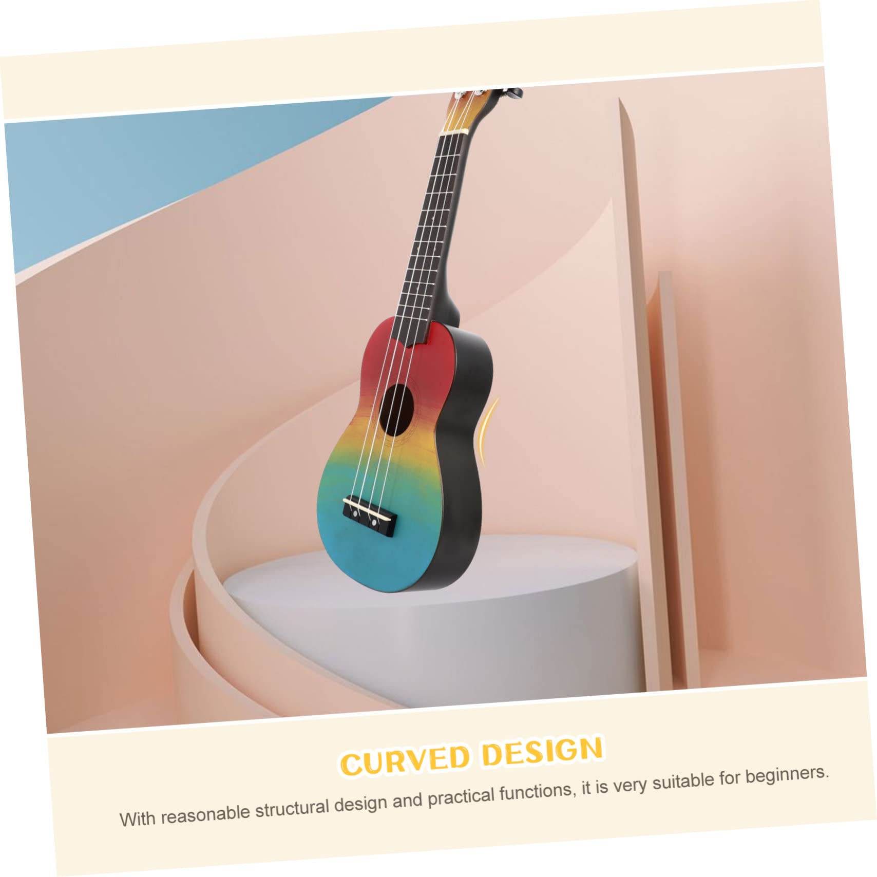 minkissy 21 Zoll Regenbogen Ukulele Satz für Anfänger Handgefertigte Akustik Gitarre mit Rucksack Leicht und Tragbar Musikinstrument für Kinder und Erwachsene