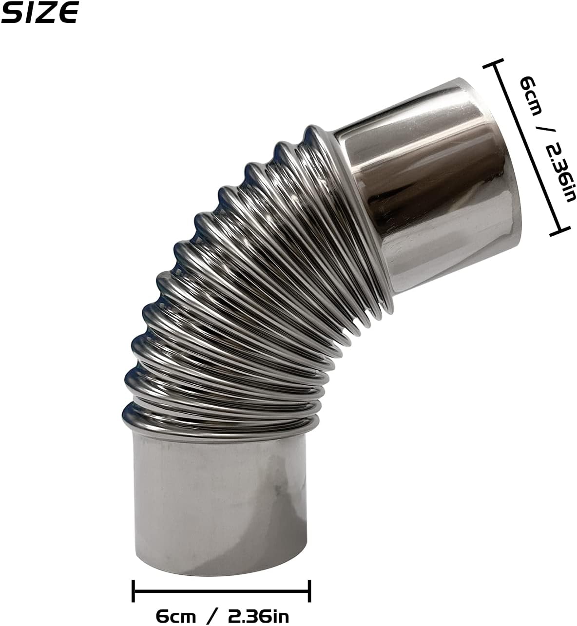 45 Degree Stainless Steel Elbow Stove Pipe Set - 2.36" Inside Diameter, 2PCS for Camping & Hot Tent Stove