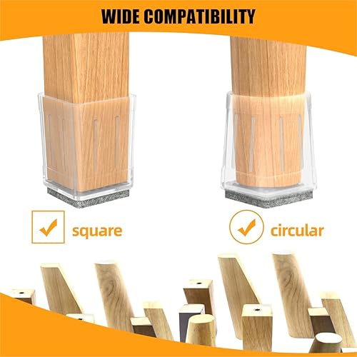 Miniatura 3 de 16 fundas cuadradas para patas de silla, protegen suelos de madera y madera dura, antiarañazos y sin ruido