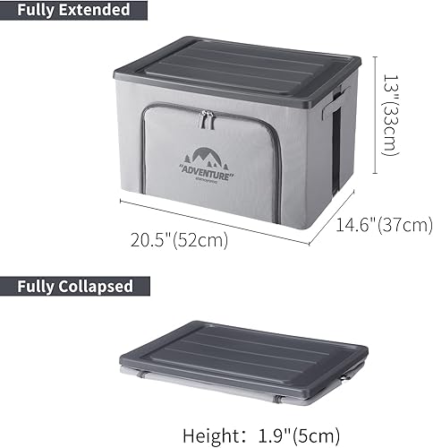 Miniatura 4 de SHIMOYAMA Organizador de maletero para equipo de campamento, contenedor de tela plegable de 68 litros con tapa, caja de almacenamiento de 20 galones