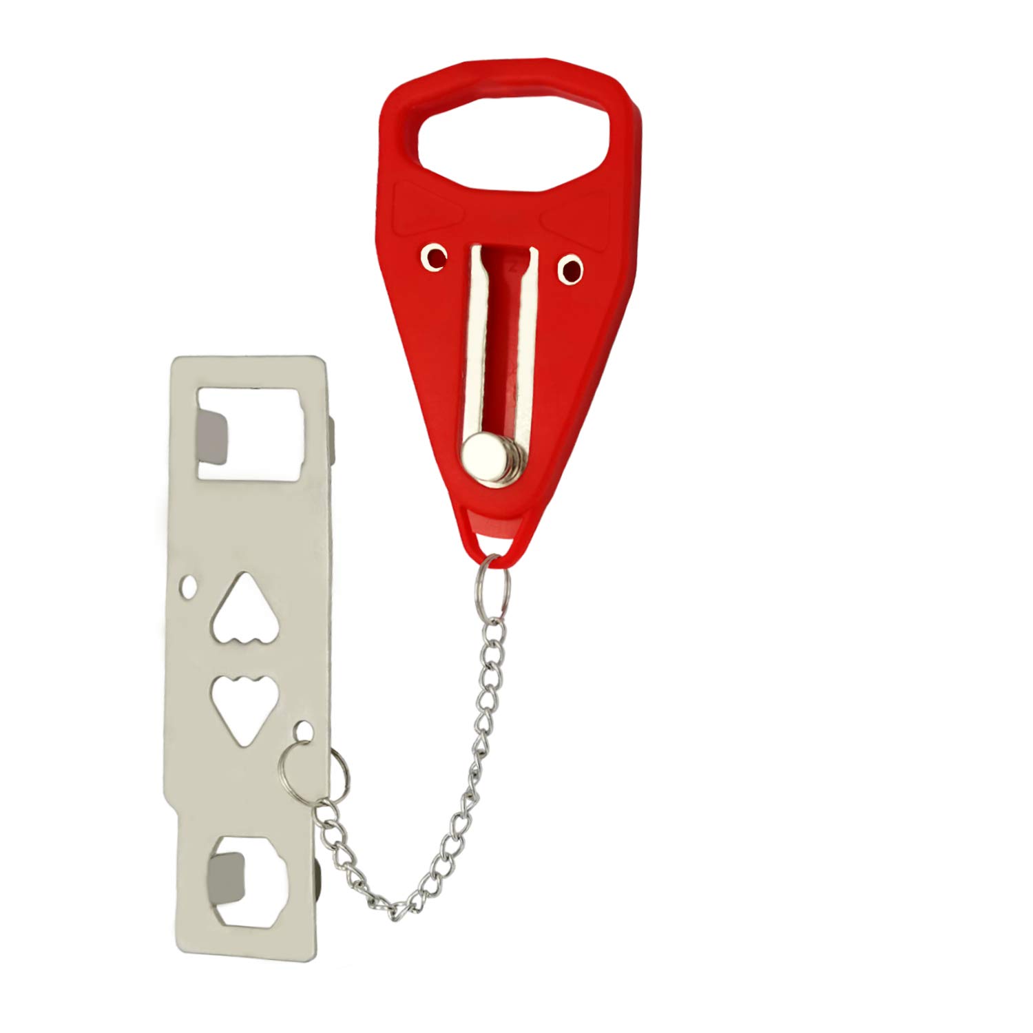 Portable Door Lock, Extra Locks for Additional Safety, Anti-Theft Door Security Device for Hotel, Dormitory, Home, Travel, School, Apartment (Red)