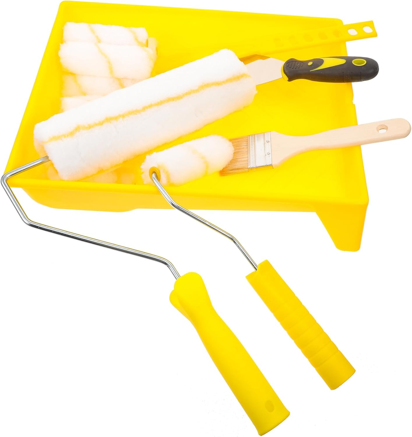 WOONEKY Ergonomic Design Paint Roller Brush Set Roller Paint Brush Wall Ceiling Painting Kit