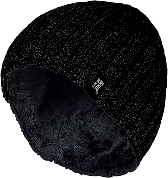 HEAT HOLDERS - Mens Thermal Fleece Ribbed Knitted Winter Hat 3.4 Tog