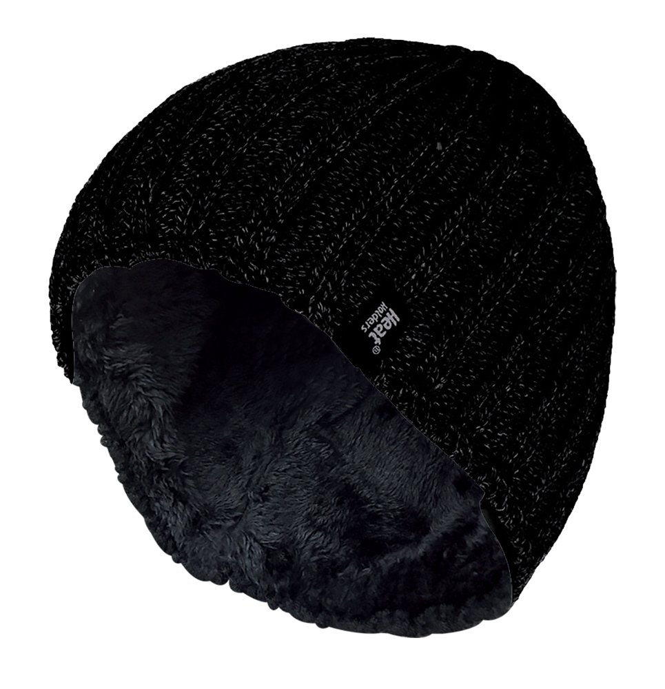 HEAT HOLDERSMens Fine Ribbed Fleece Lined Thermal Winter Knitted Beanie Hat