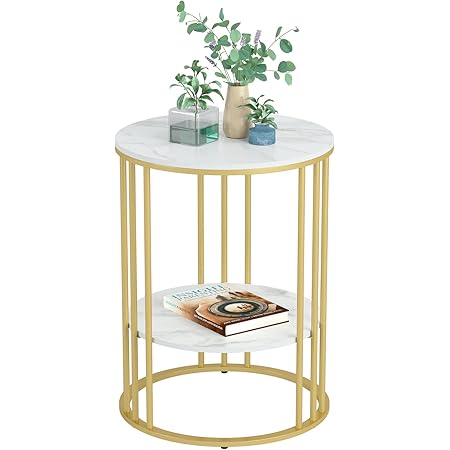 Tavolino Rotondo Su Ruote 63x45 Cm – Noce, 2 Livelli, Con Ruote Bloccabili, Facile Montaggio Per Soggiorno E Cucina