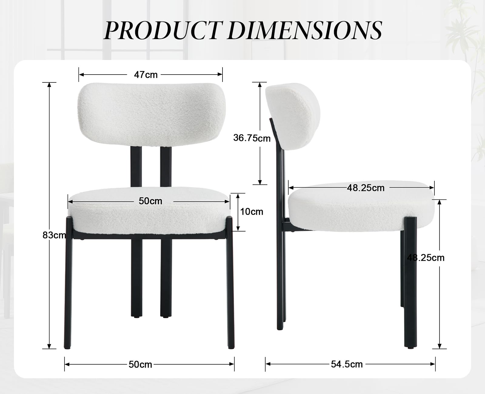 chairus Set di 2 Sedie da Cucina Sedie da Pranzo in Pelliccia, Bianca