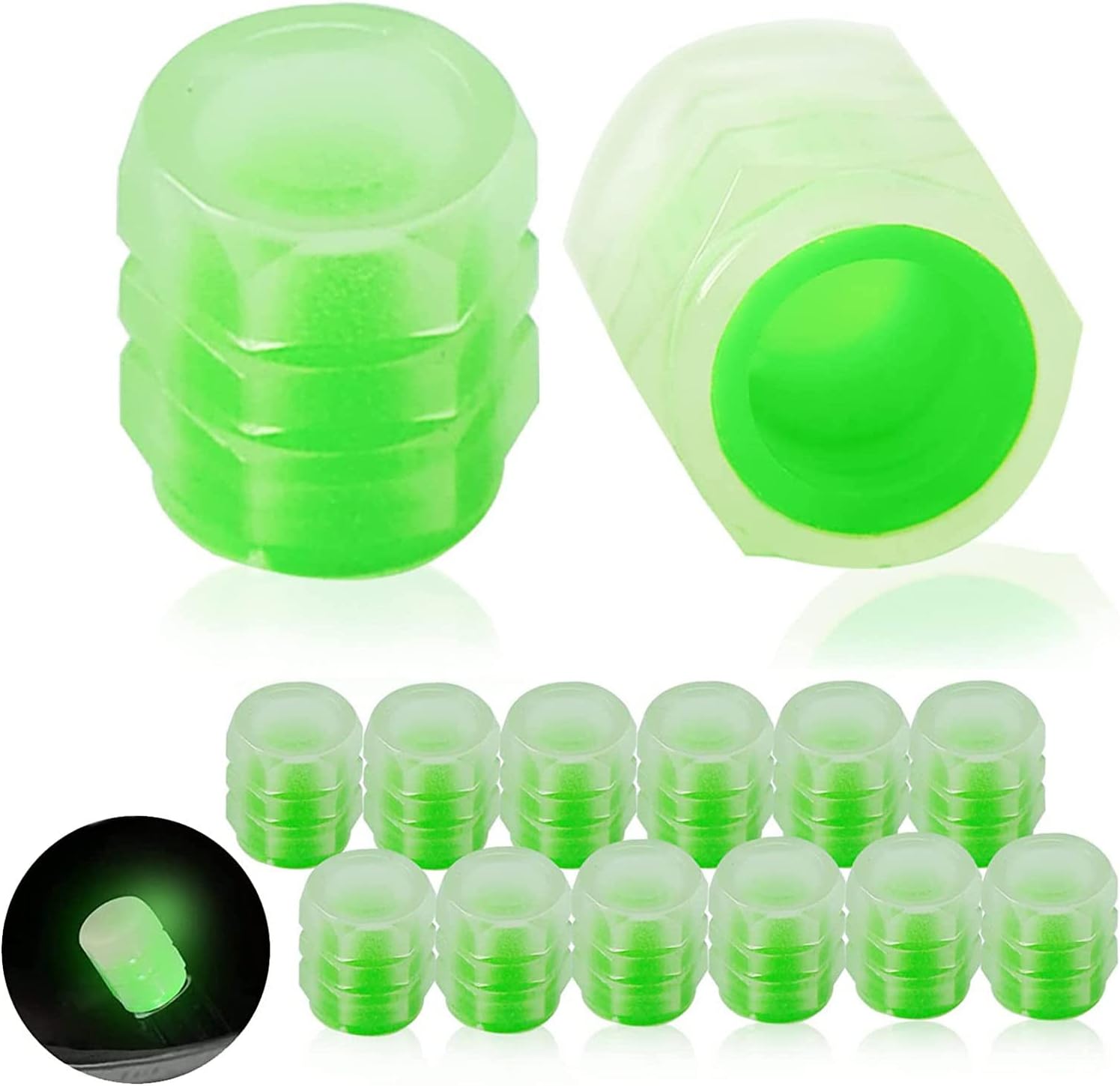Fluorescent Car Tire Valve Caps Universal Luminous Tire Valve Stem Caps