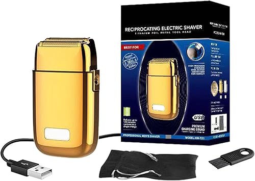 Afeitadora eléctrica doble inalámbrica para hombres, cabeza extraíble de alta eficiencia, aleación de zinc, recortadora de barba recargable