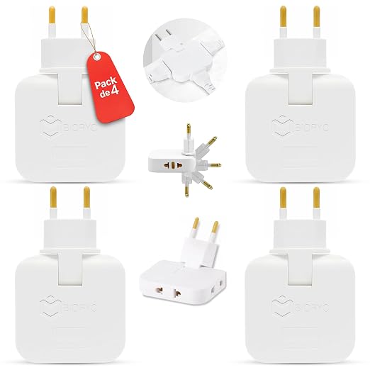 Pack 4 Ladrones Enchufes Planos Giratorios 180º