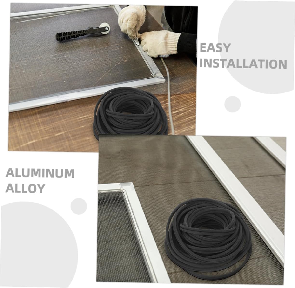 Replacement Screen Spline for Window Screen Retainer Self-Installing Rubber Strip